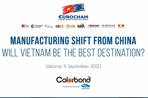 Tôn COLORBOND® đồng hành cùng EuroCham tổ chức hội thảo trực tuyến với chủ đề: “Manufacturing shift from China. Will Vietnam be the best destination?”